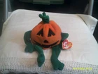 Vtg. Ty Beanie Baby-Pumkin the Halloween Pumpkin-org tags-DOB 10/31/98