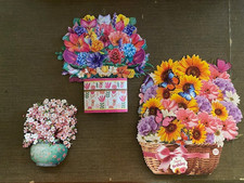 3D Flower Bouquet Cards Lot of 3