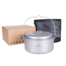 Boundless Voyage Titanium 4.5L Hanging Pot with Steaming Rack Folding Handle ...