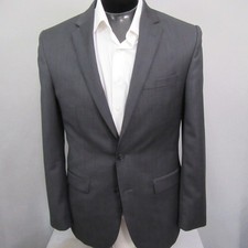Jos A Bank Mens Sport Coat 42L Slim Black Birdseye Wool Blazer Wool