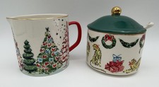 Anthropologie Christmas &lsquo;Tis The Season Sugar Pot Creamer Set Susannah Garrod