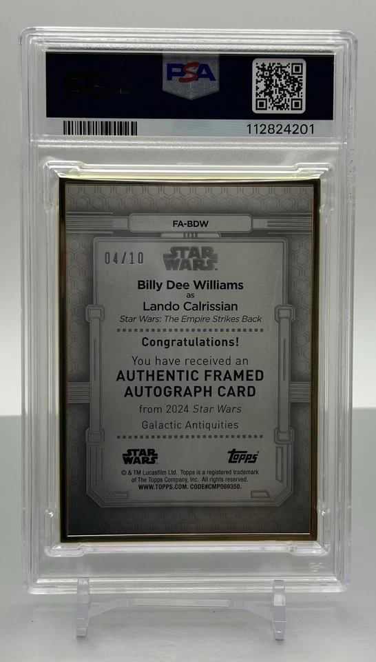 2024 Topps Star Wars Galactic Antiquities Billy Dee Williams /10 Frame Auto PSA - Image 2 of 2