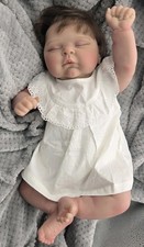 Reborn Baby Doll Girl Peaches By C. Brace Brown Hair Soft Body Closed Eyes