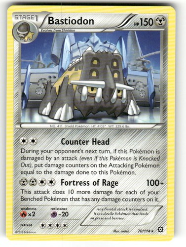 Bastiodon 70/114 Rare Steam Siege Pokemon Near Mint