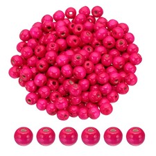 10mm Wooden Beads for Craft Making, 200 Pcs Loose Spacer Beads, Rose Red