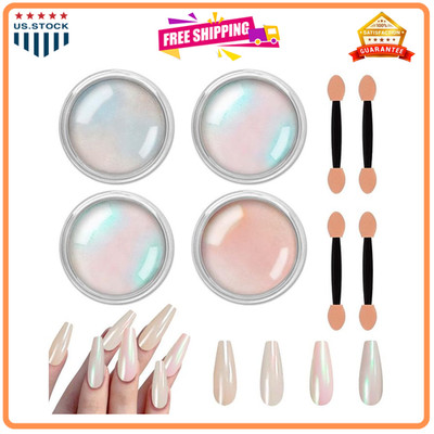Chrome Nail Powder Metallic Mirror Effect Pigment Iridescent Aurora, Mermaid ...