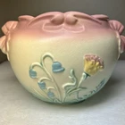 Vintage Hull Pottery Bow Knot Jardiniere Planter  5  3/4” Pink Yellow Blue