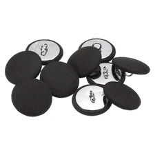 10pcs 25mm Fabric Cloth Covered with Metal Shank Round Sewing Buttons, Black