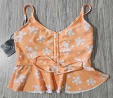 ZAFUL Women's Bikini / Tankini Tops Ruched Small 4 Orange Floral NWT