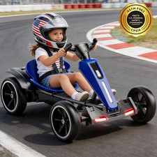 12V Kids Electric Go Kart Pedal Go Kart Ride on Toy with Adjustable Seat LED MP3