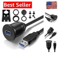 USB 3.0 Male to USB 3.0 Female AUX Flush Mount Car Mount Extension Cable for ...