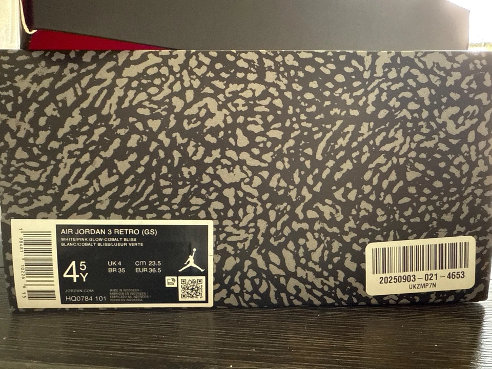 Air Jordan 3 ретро GS кобальтовое блаженство белый HQ0784-101 - Изображение 3 из 4