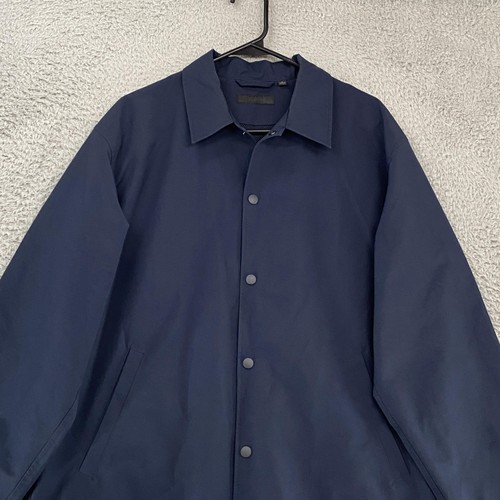 Uniqlo Coach Jacket Mens Medium Navy Blue Snap Front Lightweight Windbreaker - Picture 2 of 11