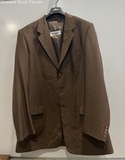 Roma Mens Brown Notch Lapel Flap Pocket Three Button Blazer Size 62