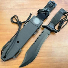 12" Black Military Army Survival Hunting Camping Fixed Blade Bowie Outdoor Knife