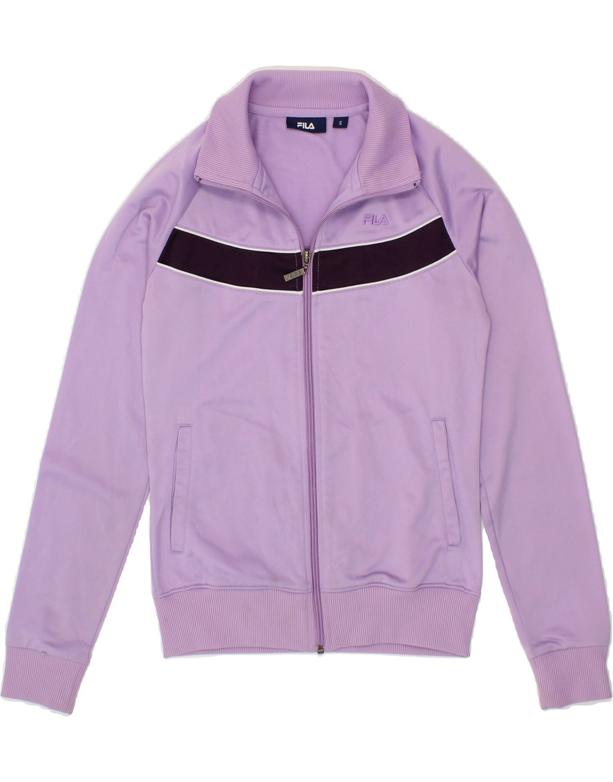 FILA tuta donna top giacca UK 10 piccola viola colorblock poliestere AS03