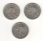3 WALKING LIBERTY SILVER HALF DOLLARS EXTREMELY NICE