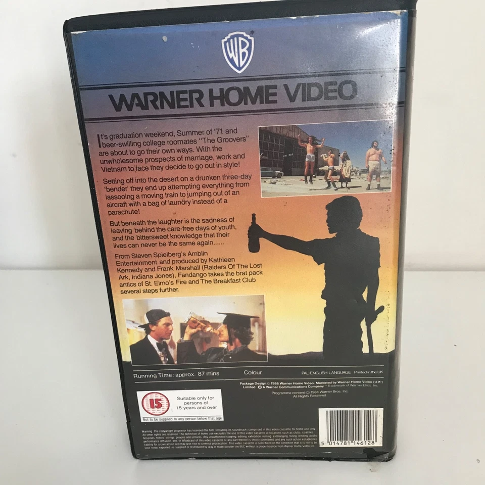 Fandango VHS Clamshell Ex-Rental Kevin Costner Judd Nelson Warner Home Video - Image 3 of 4