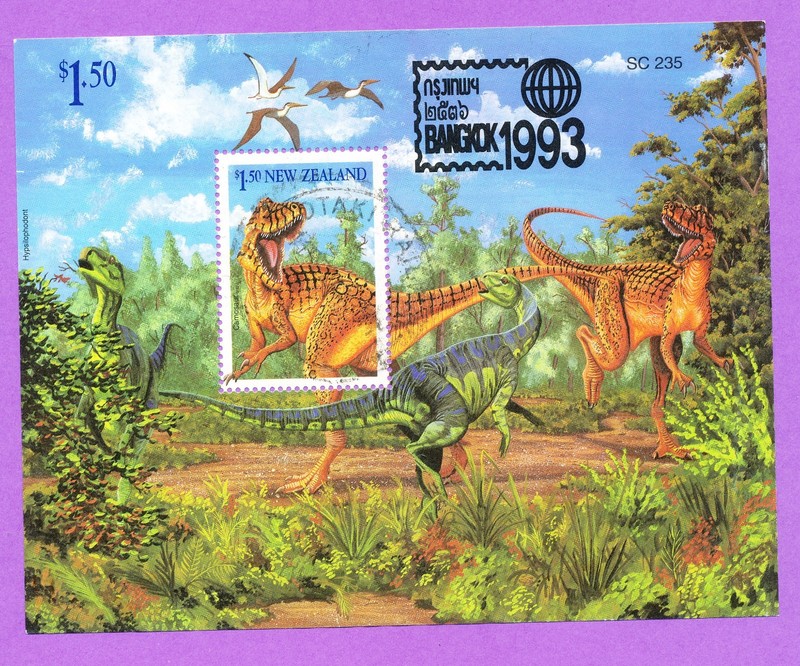 New Zealand Stamp Souvenir Sheet 1993 Dinosaur Carnosaur used Sc# 1184a