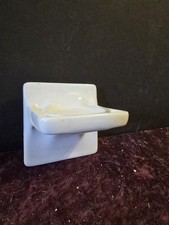 VTG White Porcelain Bathroom Toothbrush Holder Cup Holder Wall Mount Art Deco