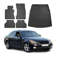 FußMatten & Kofferraumwanne Set FüR BMW 5Er E60 2001-2010 Gummi TPE Schwarz 5X
