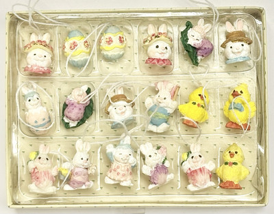 Easter Ornaments Bunny Chick Eggs Mini Easter Tree Spring Decor Boxed Set of 18
