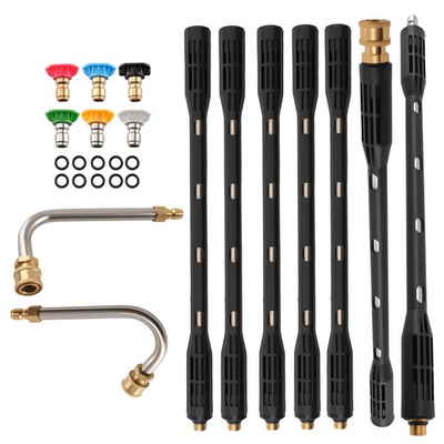 #ad 15quot; Pressure Washer Wand Extension w 90° 30° Curved 6 Tips Roof Cleaning $69.73