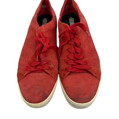 Off-White Sneakers Mens 43 Red Classic Diagonals Low Leather Suede Shoes *FLAW
