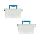 3.5L Plastic Storage Box 2pc Click Lid Home Office Carry Handle Container Clear