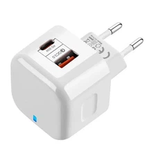 20W USB-C PD & QC3.0 Fast Charger Plug Dual Port Wall Adapter for iPhone Samsung