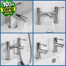 Modern Chrome Bathroom Sink Twin Taps Bath Filler Shower Mixer Basin Mini Mixer