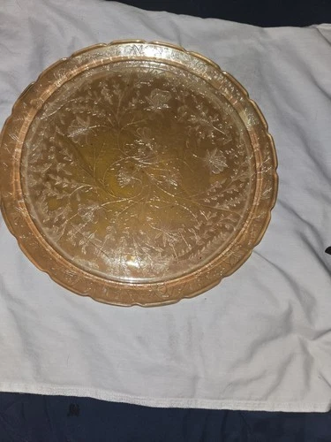 Floragold Louisa Jeanette Vintage 1950s Carnival Glass Platter 14".