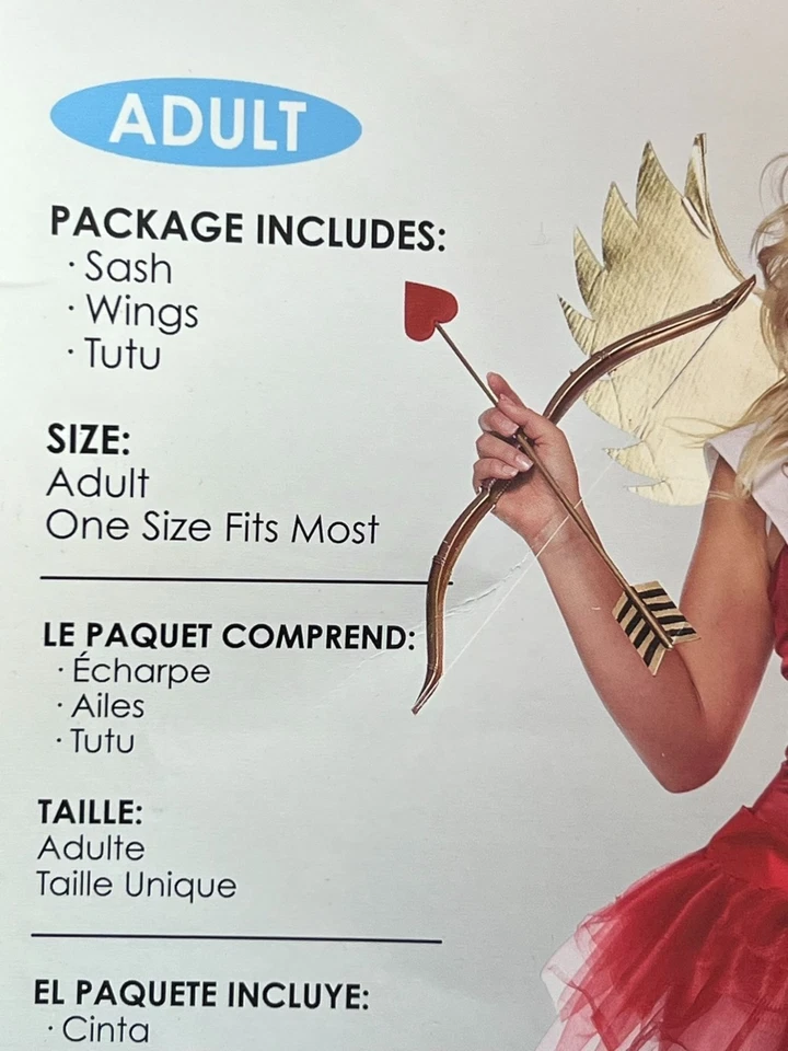 NEW Valentines Kit Cupid Adult Costume Set OSFM Red Halloween Seasonal Romantic - Image 3 of 4