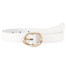 Leather Belts for Casual Skinny Belt with Unique Gold Buckle Ladies Thin Belt...