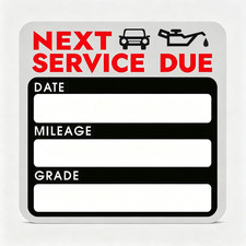 Oil Change Reminder Static Cling Stickers, 2X2 Inch Next Service Due Windshield
