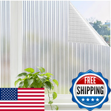 Haton Reeded Glass Window Privacy Film, Frosted Glass Window Film, Static Cling