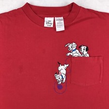 vtg 90s DISNEY 101 DALMATIANS POCKET T-Shirt XL embroidered walt single stitch