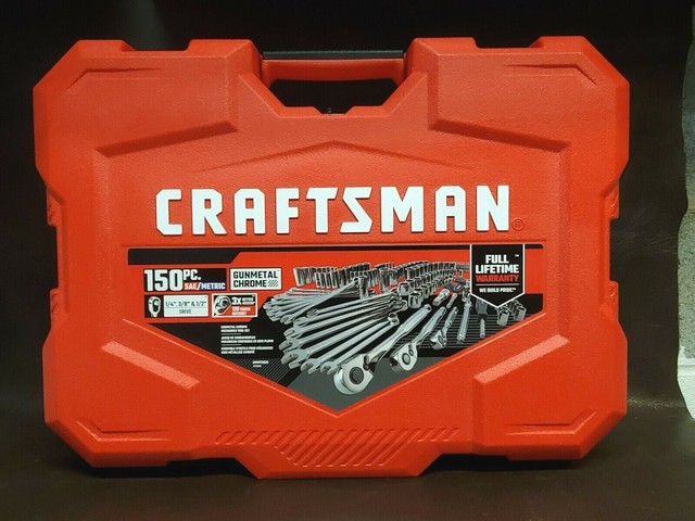 Craftsman 150-Piece Standard (SAE) and Metric Gunmetal Chrome Mechanics