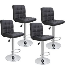 Adjustable Set of 4 Bar Stools PU Leather Modern Dinning Chair with Back