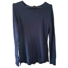 Active Life Womens Dark Blue Long Sleeve Lightweight Sweater Top w/ Thumb Holes