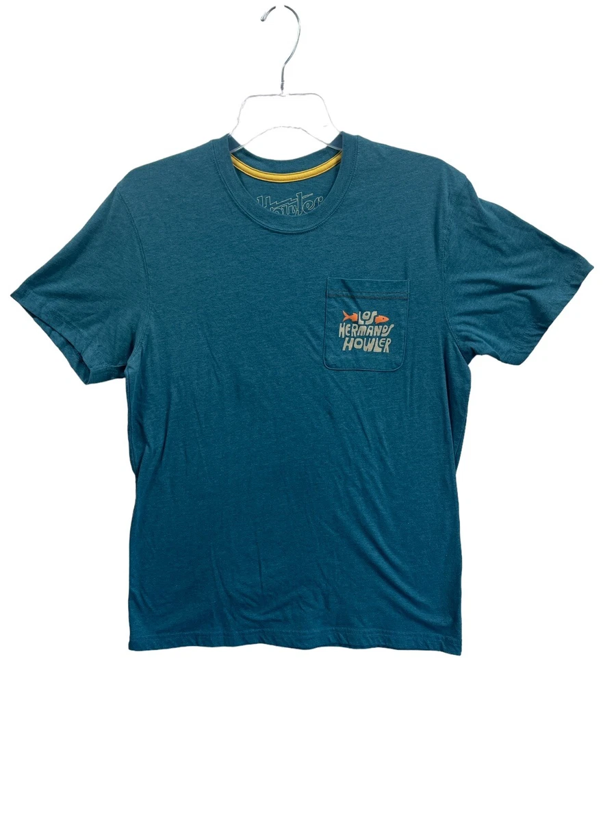 Howler Bros Los Hermanos Howler Tee Shirt Austin Tx Men s Med Teal Short Sleeve