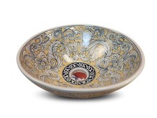 Lavabo Antique Style 40Cm En Céramique Émaillée Rond 20Ème Siècle Neuf