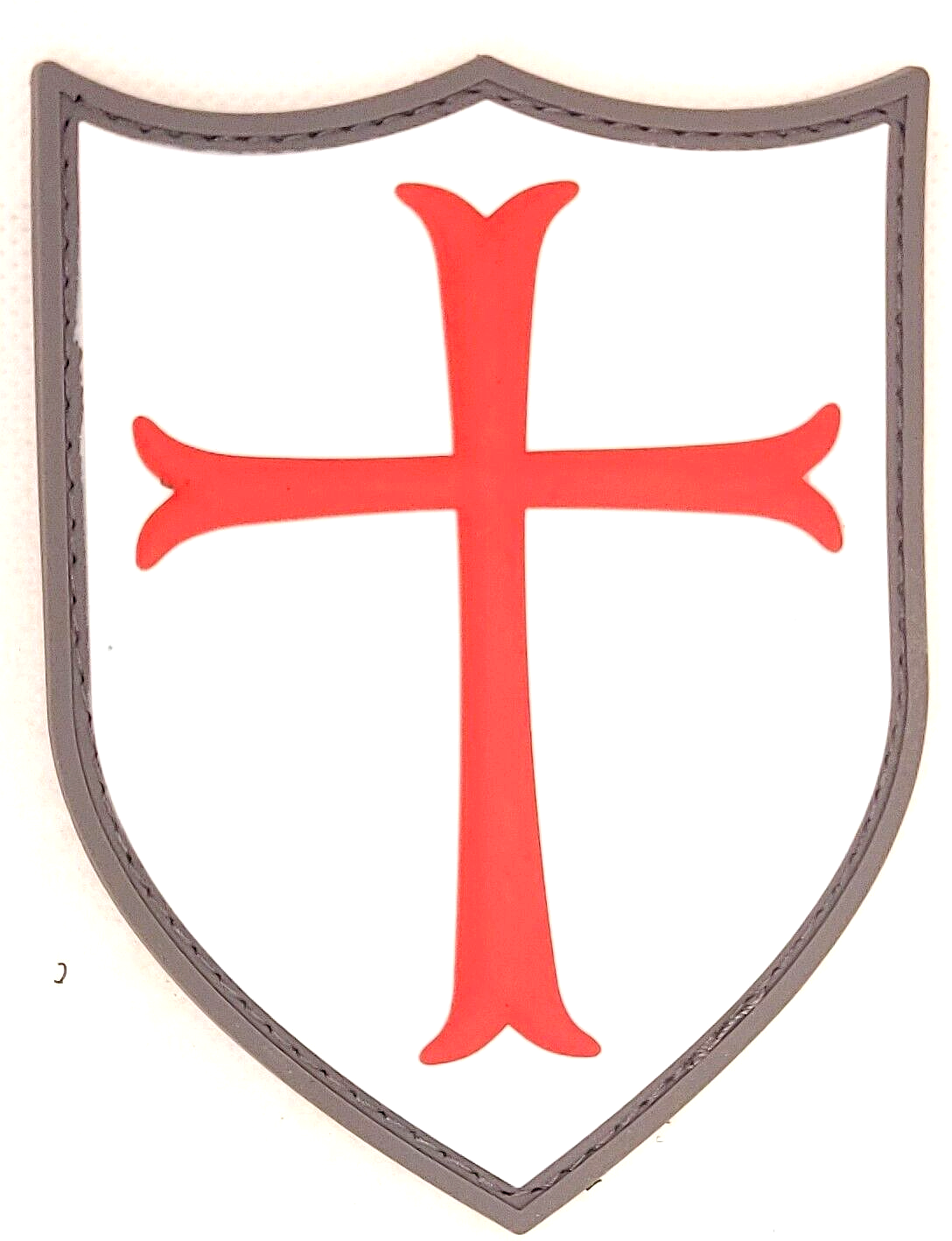 🔥 Knights Templar Crusader Cross PVC Rubber Patch SHIELD 3 X 4 inches White Red-image