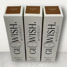 HUDA BEAUTY GLOWISH MULTI DEW SKIN TINT 10 DEEP TAN 1.35 OZ BOXED LOT OF 3
