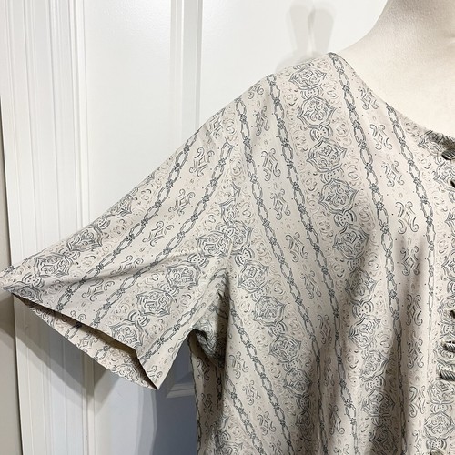 Vtg Top Reina Industries Blouse Floral Boho Career Oriental USA Sz:22W Ivory - Picture 4 of 8