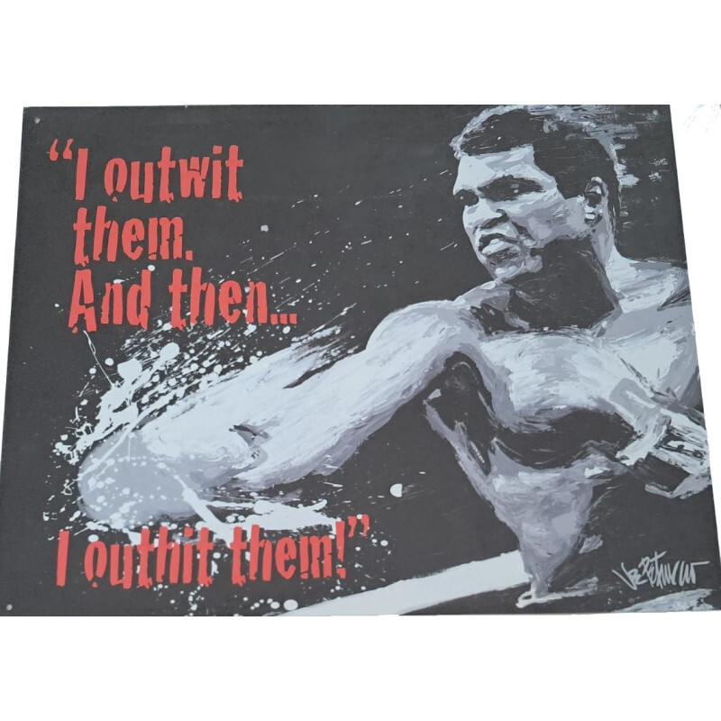 Plaque métal Mohamed Ali vintage 30 x 40 cm finition premium acier