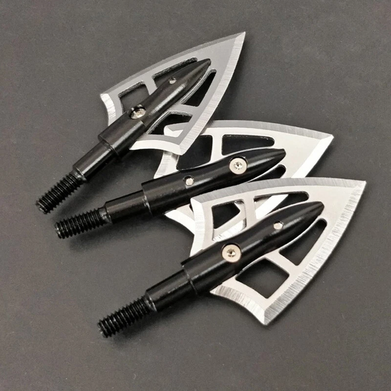 Archery Hunting Arrowheads 100gr Broadheads Sharp Blade Tips Bow Arrow Hunting - Image 2 of 4