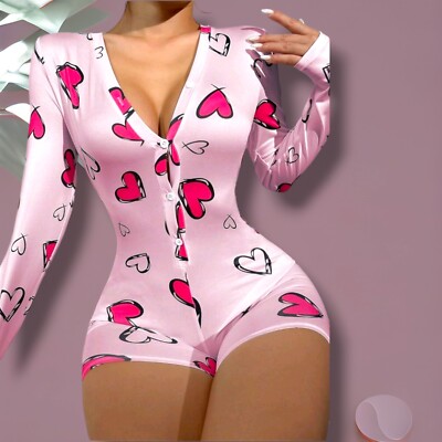 Pijama Monos Sexy Para Mujer Dibujos De Corazones. L
