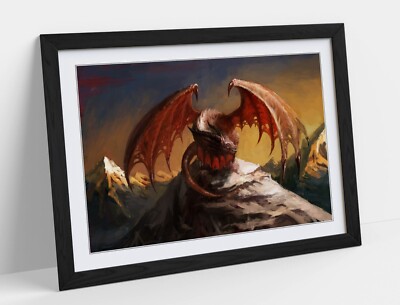 DUNGEONS & DRACHEN MAGISCHE FANTASY-KREATUR - GERAHMTE KUNST BILD PAPIERDRUCK