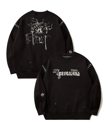 Tokyo Revengers × HOOK Ken Ryuguji Black Distressed knit Japanese XL Size Unisex